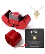 White Gold Necklace with Real Rose to My Love Forever Rose Heart Box to ... - $35.21 CAD