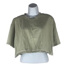 Zara Womens Light Green Cropped Cotton T-Shirt Size M Casual Loose Fit - £18.27 GBP