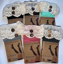 6 BOOT SOCKS WOMENS LACE BUTTON FAHSION SOX HOLIDAY CHRISTMAS GIFTS FREE... - $34.62