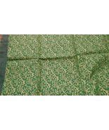 Fabric Hoffman Embellished Gold Flowers on Jade Green Bkgrnd 38&quot; x 14&quot; $... - $2.95