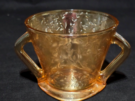 Vintage JEANNETTE Open Sugar Bowl FLORAGOLD Marigold Carnival Glass 3.25... - $12.08