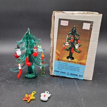 Rare Vintage Philip Stahl Glass Christmas Tree &amp; Minature Ornaments Original Box - £27.14 GBP