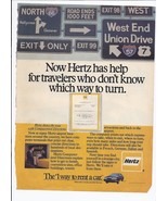 1984 Hertz Rental Car Print Ad Computerized Directions 8.5&quot; x 11&quot; - $27.31 CAD