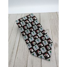 Vintage Holidays Mosiac Neck Tie Snowman Black Gray Green 58&quot; - £7.95 GBP