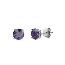 10 Karat Gold Alexandrite Lab Grown Gemstone Stud Earrings For Women, 6 x 6mm - $199.00