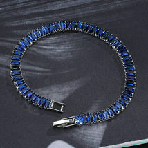 Simple Luxury Blue 14K White Gold Over 11CT Saphire Women Party Wear Bracelet - £148.72 GBP