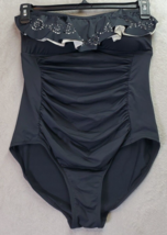 Jones New York Swimsuit Womens Size 10 Black One Piece Pleated Off The S... - £18.07 GBP