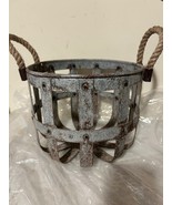 Small Rustic Metal Basket with Rope Handles - 10 Inch - $39.29 CAD