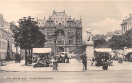 Bruxelles Belgium Place Anneessens~Vendors~H M Dobrecourt #193 Postcard 1900 - £2.59 GBP
