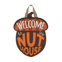 Welcome To The Nuthouse Humor Burlap Door Hanger Embroidered 13&quot; X 20&quot; - £29.38 GBP