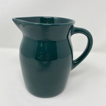 Vintage 90s Small Ceramic Pitcher Dark Green - £9.94 GBP