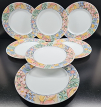 (7) Corelle Watercolors Dinner Plates Set Corning Floral Fruit Dining Di... - £54.70 GBP