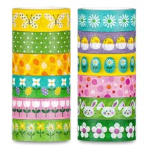 12 Rolls Easter Washi Tape Spring Green Yellow Pink Flower Masking Tape ... - £14.38 GBP