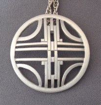Vintage Fine Pewter Abstract Pendant Signed Kelly Waters on 28&quot; Chain De... - £23.97 GBP