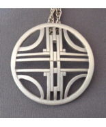 Vintage Fine Pewter Abstract Pendant Signed Kelly Waters on 28&quot; Chain De... - £23.46 GBP