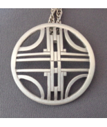 Vintage Fine Pewter Abstract Pendant Signed Kelly Waters on 28&quot; Chain De... - £22.91 GBP