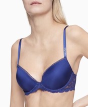 Calvin Klein Womens Seductive Comfort Lace Demi Bra Color Space Blue Size 36 C - £35.68 GBP