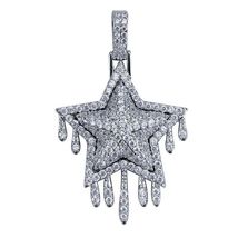 2.50 Ct Round Cut Diamond Iced OUT Star Shape Pendant 14K White Gold Finish   - £112.51 GBP