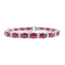 Authenticity Guarantee 
Large Oval Ruby Diamond Gemstone Tennis Bracelet 18K ... - £31,970.24 GBP