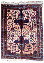 Handmade antique Persian Afshar rug 4.3&#39; x 5.6&#39; (133cm x 173cm) 1930s - £2,300.23 GBP