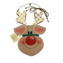 Handcrafted Wooden Reindeer Wall Hanging Christmas Decor - $16.82