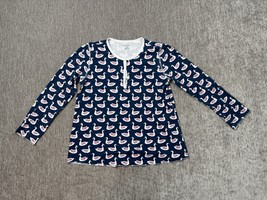 Roller Rabbit Pajama Shirt Women Small Blue Swan Queen Top Cotton Pullov... - $24.74