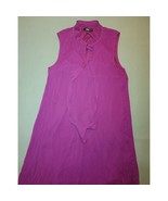 DKNY Solid Fuchsia Size 10 Tie Neck Pleated Dress - £16.25 GBP