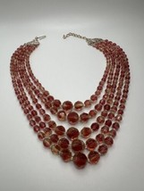Vintage West Germany Red Statement Glass Bead Necklace 17.5” - £55.39 GBP