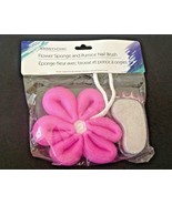 Sassy &amp; Chic Foot Care Set Pink Sponge &amp; Pumice Stone Nail Brush Combo New - £5.45 GBP