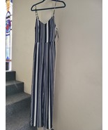 Monteau Los Angeles Wide-Leg Long Size S Jumpsuit Romper Navy White Stri... - $33.78 CAD