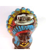 Vintage 1960s Lighter Hand Painted Ceramic Native American Chief with He... - $37.42