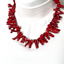 Artisan Peyote Bird Red Coral Branch Necklace - £26.57 GBP