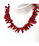 Artisan Peyote Bird Red Coral Branch Necklace - $33.24