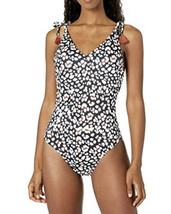 $98 Jessica Simpson Cool Cat Printed Tassel Tie One-Piece Swimsuit L Large - £38.83 GBP