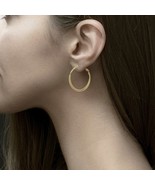 Dainty Hoop Earrings, 30mm Gold Hoop Earrings, Twist Hoop Earrings, Gold... - £15.33 GBP