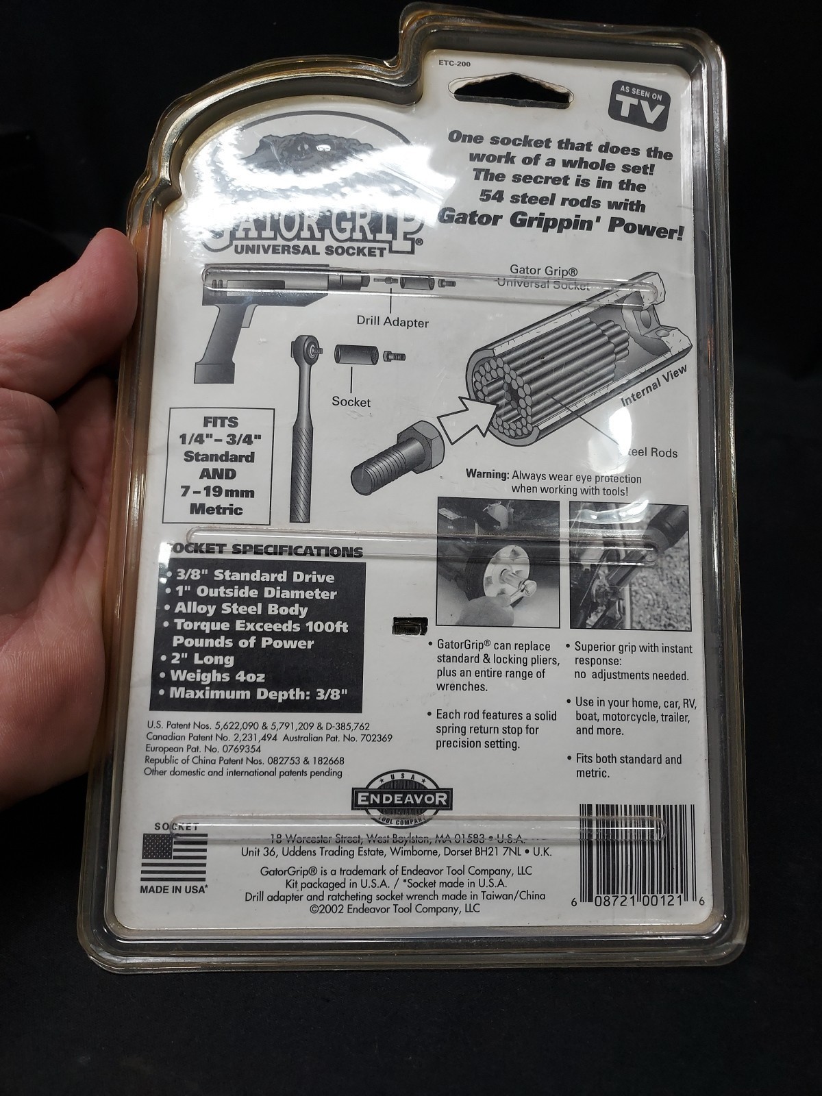 NEW Endeavor Tool Co. Rachet & GATOR GRIP Universal Socket 3/8 Drive MADE in USA Item image 6