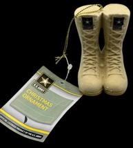 Kurt Adler US Army Flocked Combat Boots Christmas Ornament Desert 3&quot; Mil... - $11.29