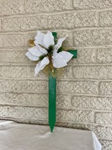 Christmas Cemetery Cross: Poinsettia grave flowers, Winter Grave Decoration - $26.00