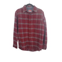 Wrangler Button Front Mens Small Plaid Long Sleeve Cotton Red Buttons Po... - £14.93 GBP