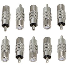 10 Pack F Type Female To Rca Male Coaxial Cable Adapter Coupler, F Type To Av Au - £11.25 GBP