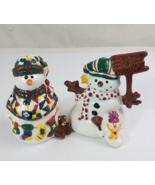 Vintage Winter By Leslie Beck JC Penny Christmas Snowmen Salt &amp; Pepper S... - €12,39 EUR