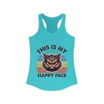 grumpy cat this is my happy face funny Women&#39;s Ideal Racerback Tank - $18.62+