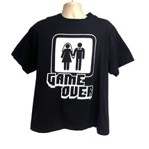 Spencers Mens Black White Graphic T-Shirt XL Novelty Funny Game Over Unisex - $19.79