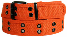 Premium Double Row Grommet Orange Belt 2 Hole Canvas Web Stud Biker Punk... - $9.95