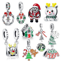 925 Sterling Silver Original Christmas Snowman Charm Elk Tree Bead Pendant CHARM - £10.53 GBP