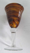TOPAZ Brown Swirl Style MURANO Handblown Art Glass Goblet Display - £23.42 GBP