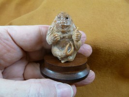 (tb-mon-6) tan Gorilla Tagua NUT palm figurine Bali detailed carving ape... - $43.47