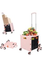 Foldable Cart with Stair Climbing Wheels Collapsible Rolling Crate with - £55.52 GBP