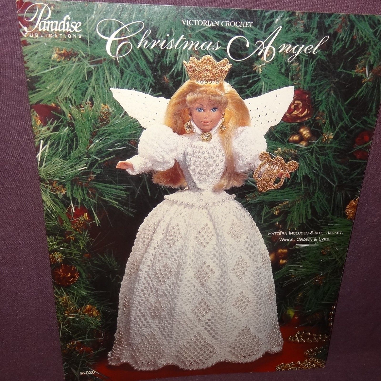 Christmas Angel Victorian Crochet Doll Pattern 11" 1994 Beads Fashion White - $10.99