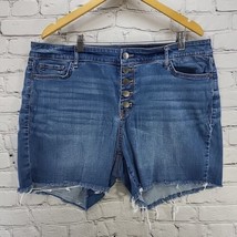 A.N.A. Jean Shorts Womens Plus Sz 18W Blue High-Rise Button Fly Cut-Offs... - $11.88
